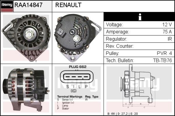 DELCO REMY Generaator RAA14847